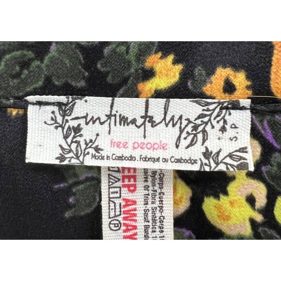 Free People Bodysuit Womens S Black Yellow Floral Intimately Elsa Wrap Plunging - Picture 12 of 16